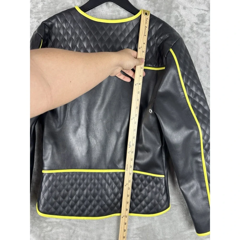 Vintage LIP SERVICE‎ Rock Moto Full Zip Jacket Womens Size Large PVC Cloth USA